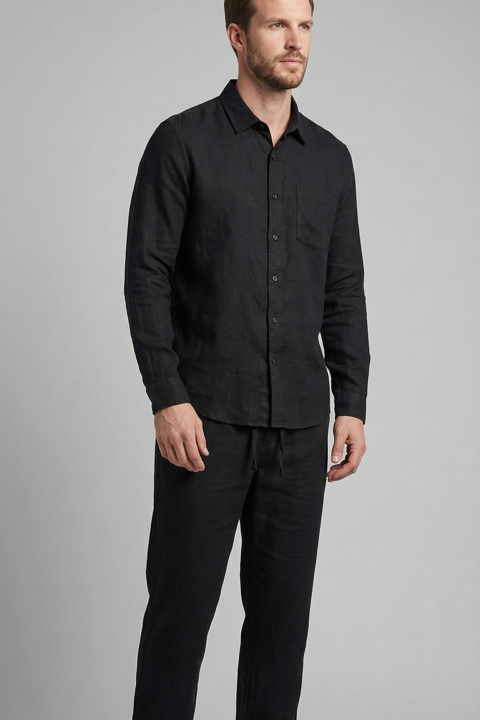 Letni Komplet Męski Koszula i Spodnie Slim Fit