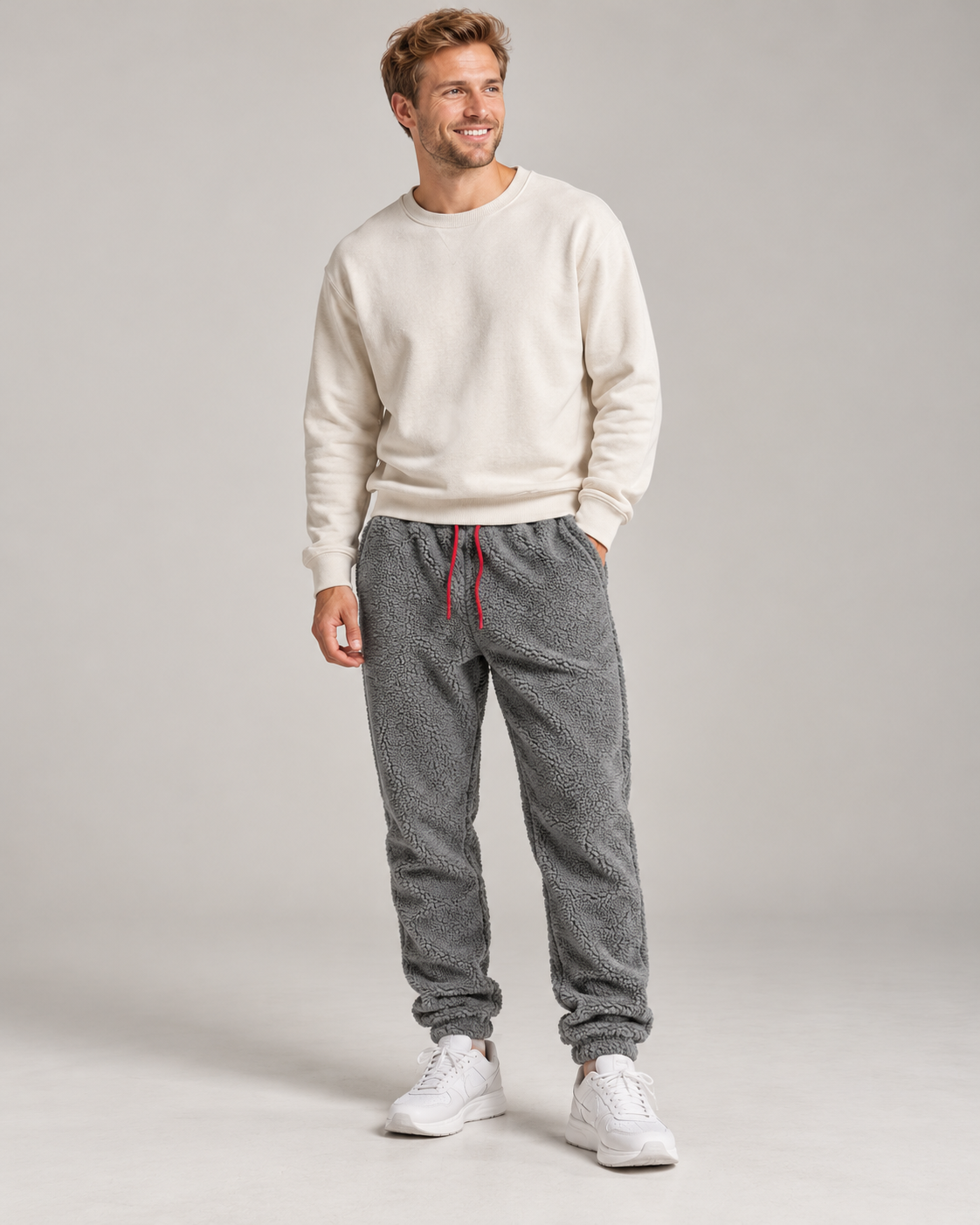 Spodnie jogger męskie z miękką fakturą — Szary — model 25–35 lat
