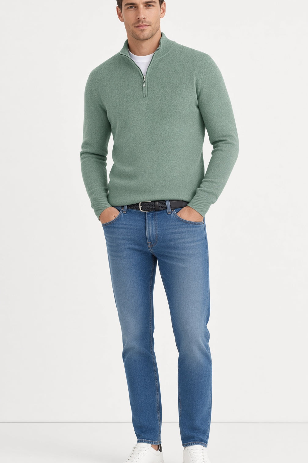 Elegancki męski sweter z zamkiem