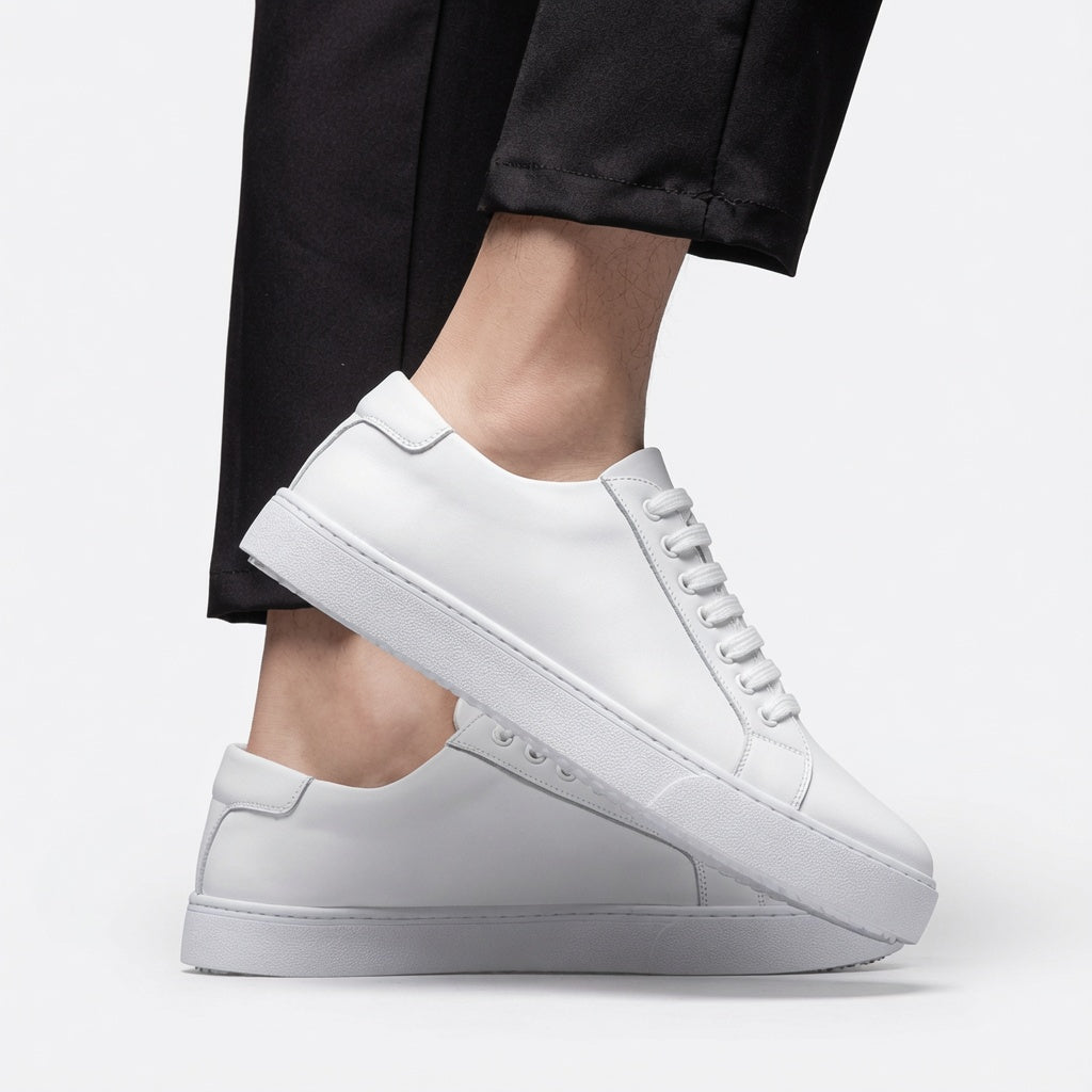 Męskie skórzane sneakersy sznurowane w stylu smart casual
