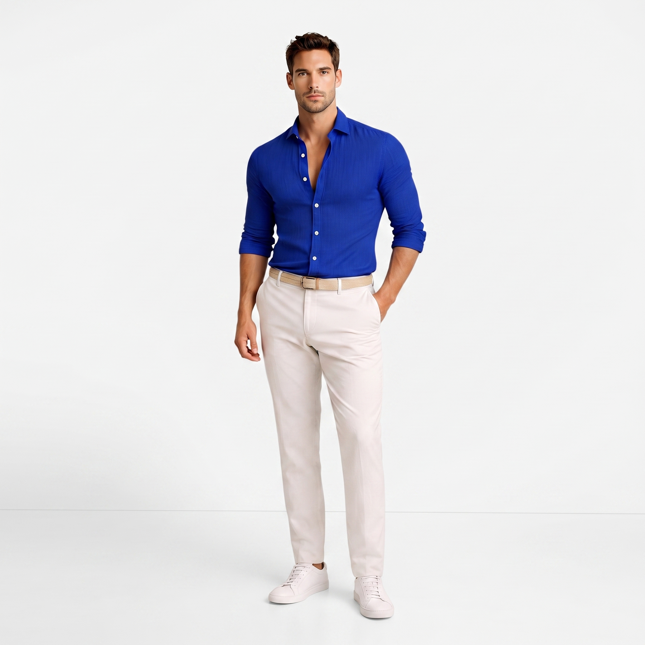 Męska koszula slim fit z mieszanki lnu i bawełny